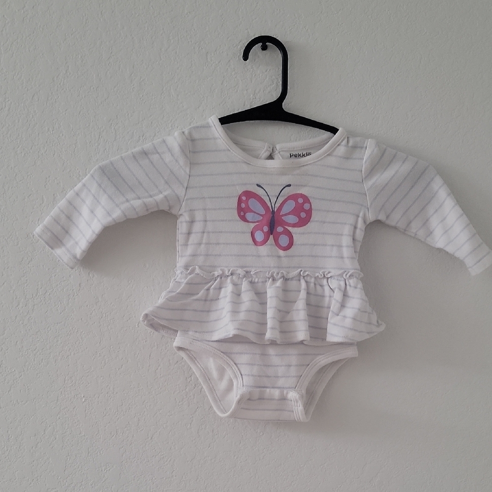 White and Pink Butterfly One Piece Bodysuit